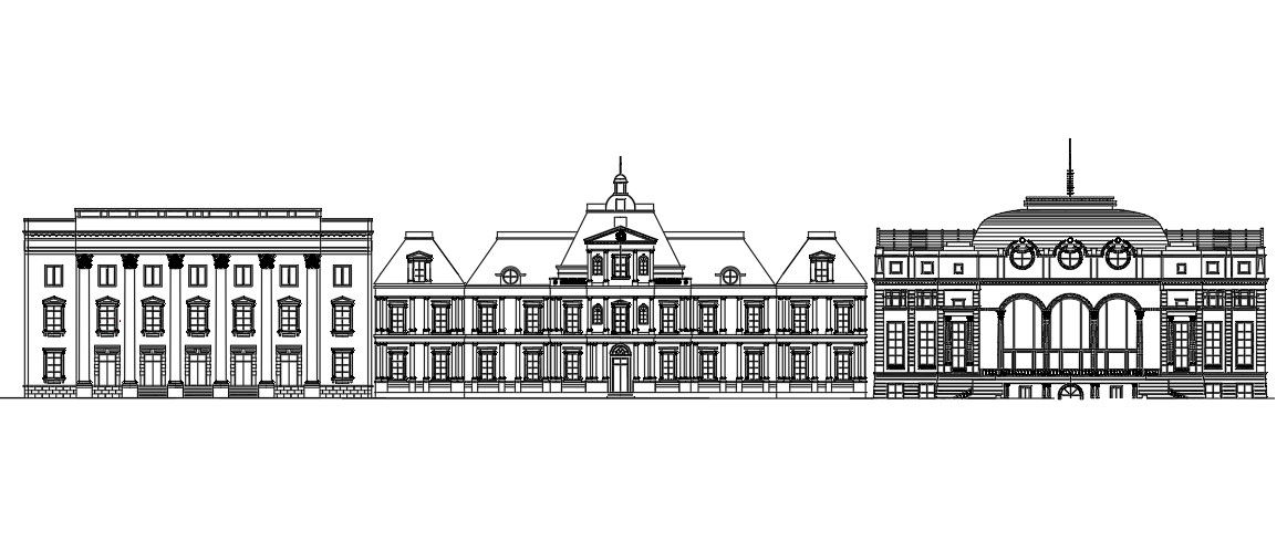 Three various types of Wonderful European Architectural palace building Elevation design AutoCAD DWG Drawing file is given.Download the AutoCAD DWG file.