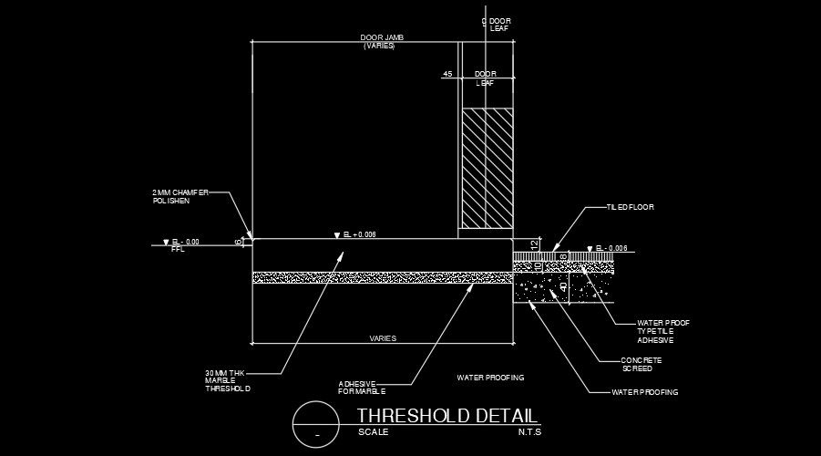 Threshold detail AutoCAD drawing file is given