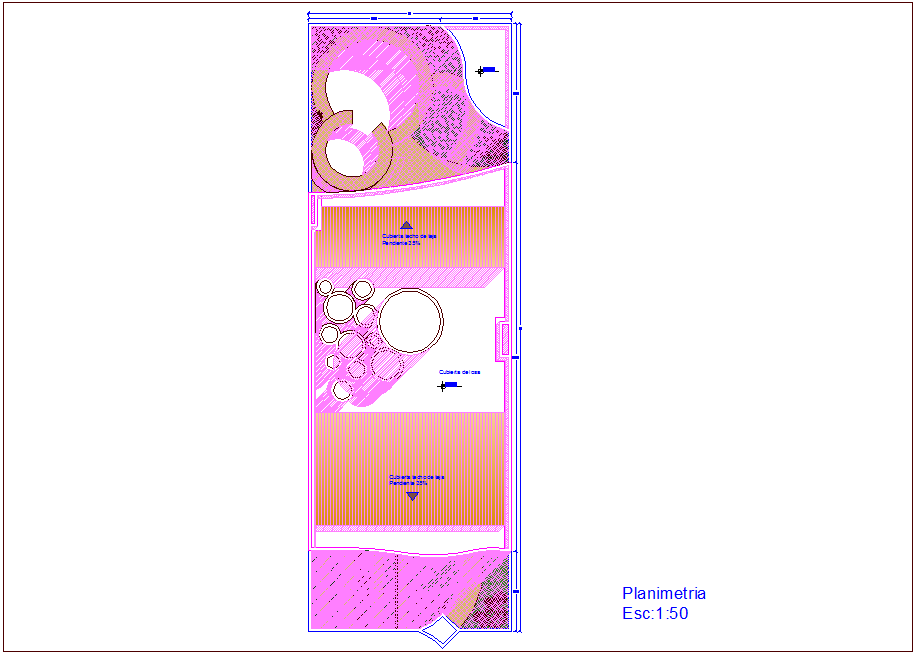 Tile view of roof plan for house dwg file