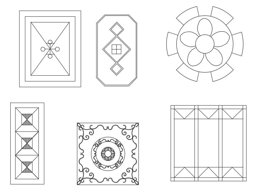Tile Pattern CAD Blocks Drawing DWG File