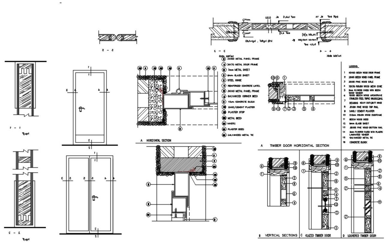 Timber Door Horizontal Section Drawing DWG File