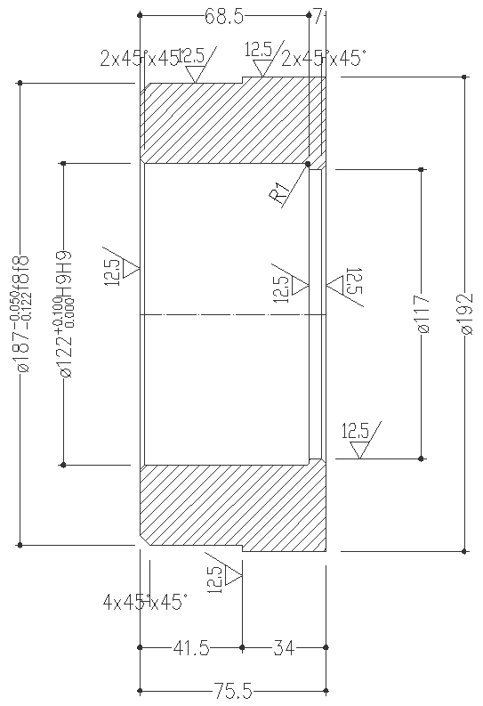 Timing pulley detailed plan and section DWG AutoCAD file