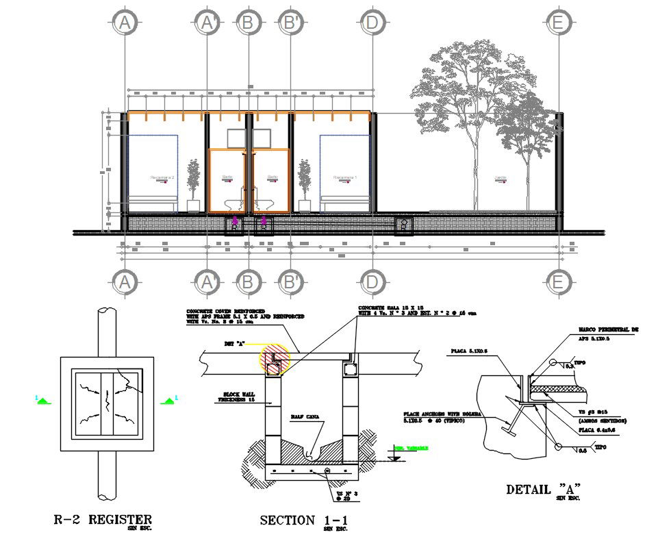 Toilet With Drainage Chamber Plan