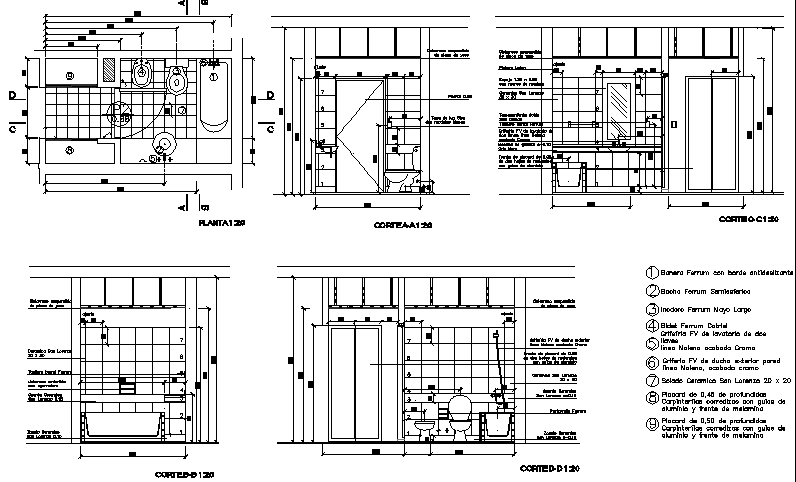 Toilet and bathroom installation details of one family house dwg file
