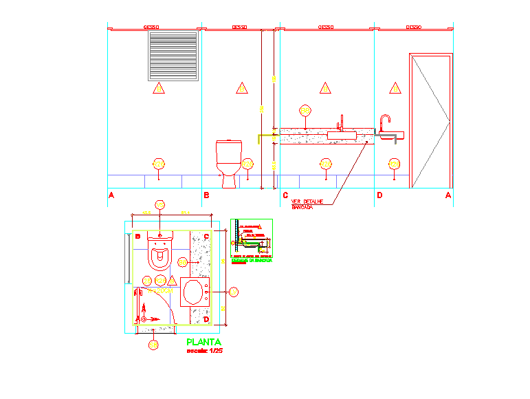 Toilet block floor plans & Elevation design