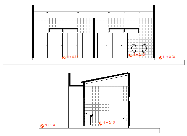 Toilet elevation detail dwg file