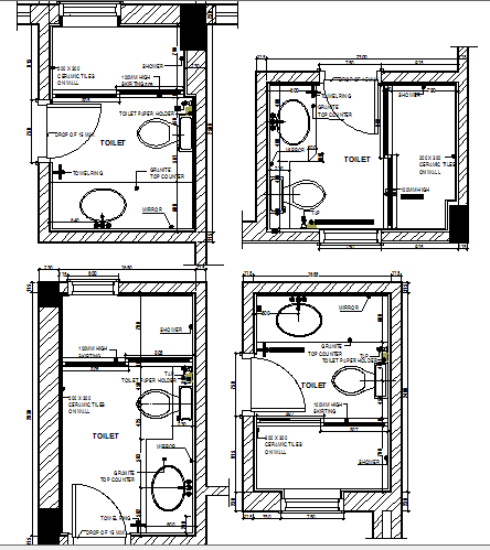 Toilet installation details of single family house project dwg file