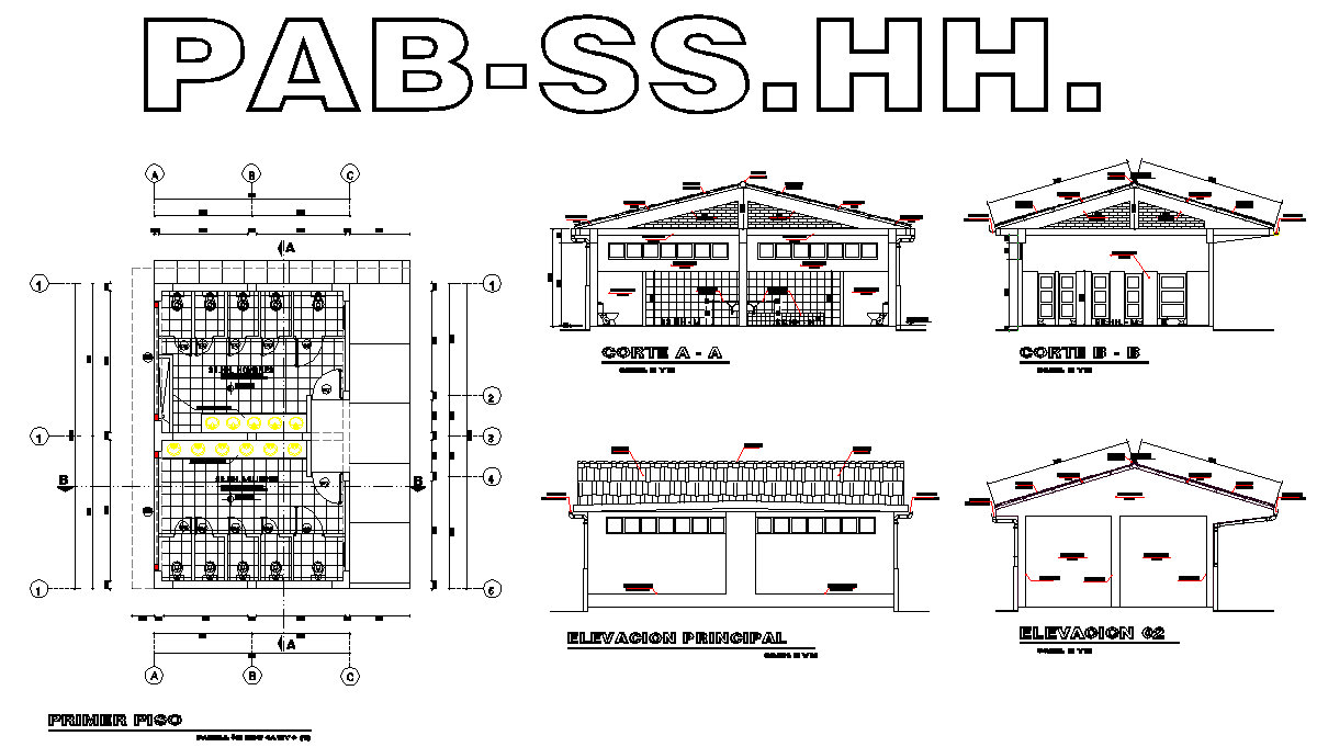 Toilet plan, elevation and section detail dwg file