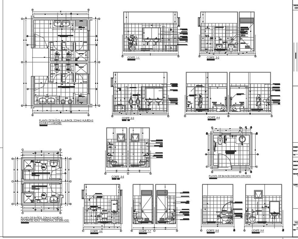 Toilet plan, elevation and section working plan detail dwg file