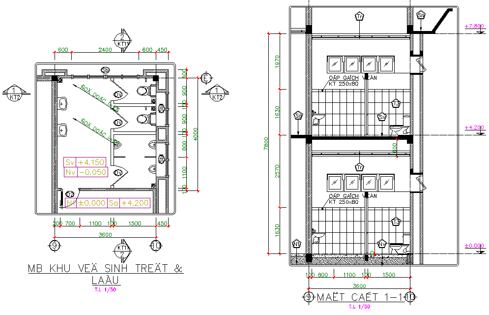 Toilet plan and elevation detail