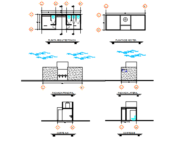 Toilet plan and elevation detail dwg file