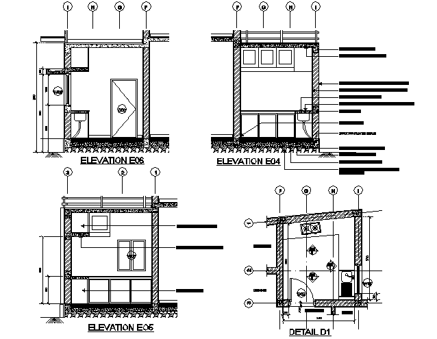Toilet plan and elevation detail dwg file