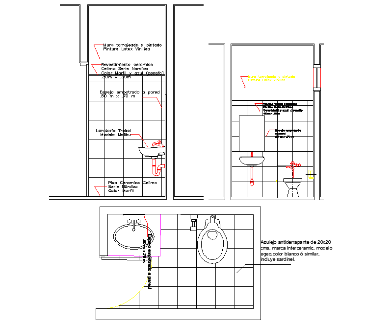 Toilet plan and section autocad file