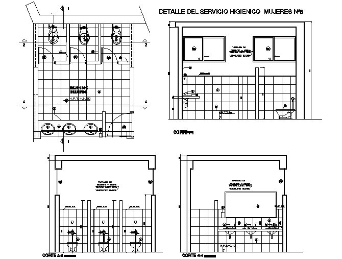 Toilet plan and section detail dwg file
