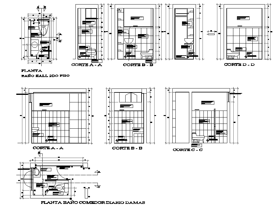 Toilet plan and section detail dwg file