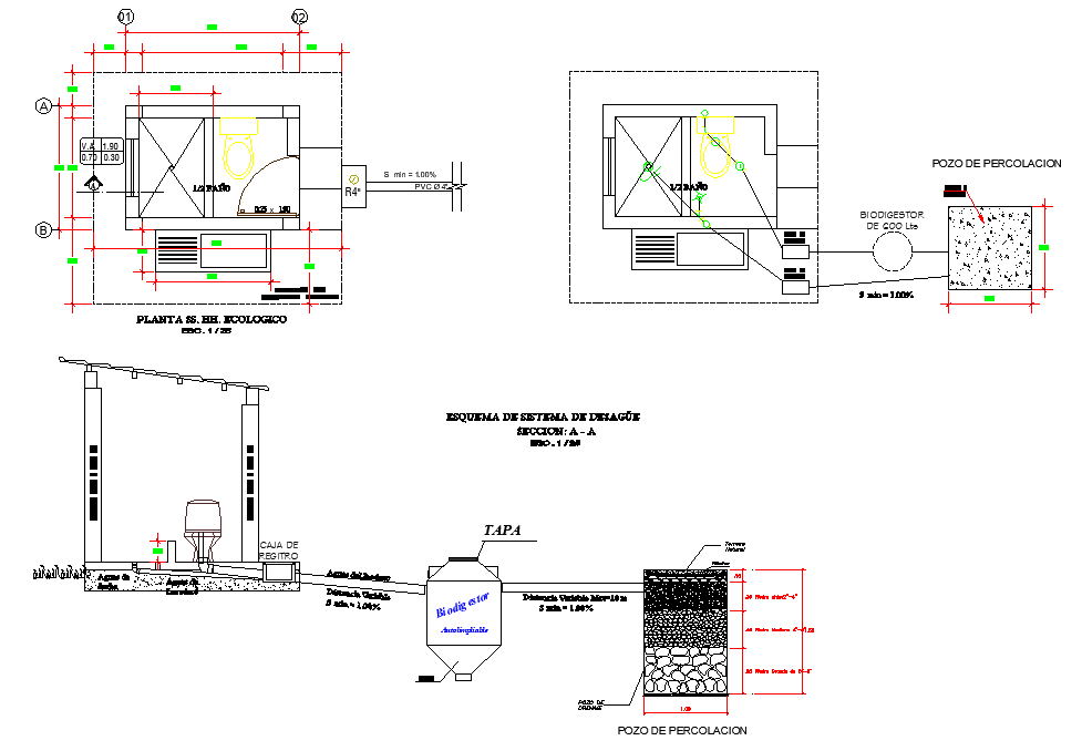 Toilet plan and section detail dwg file