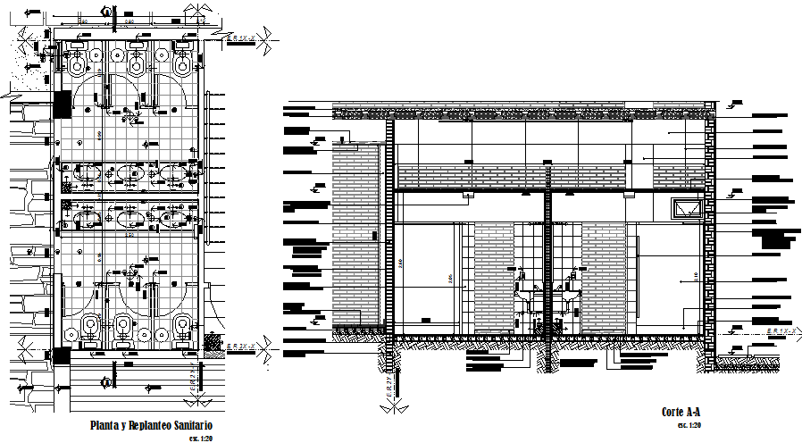 Toilet plan and section detail dwg file