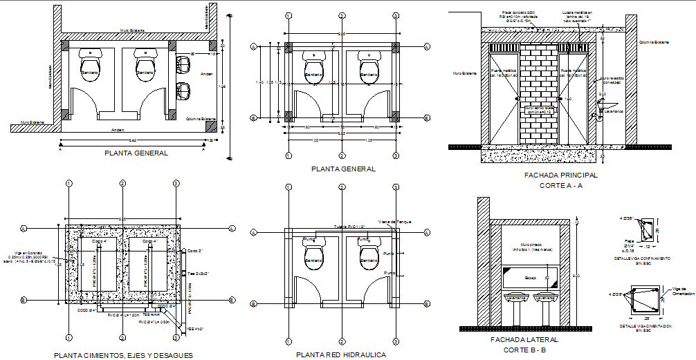 Toilet plan and section detail dwg file