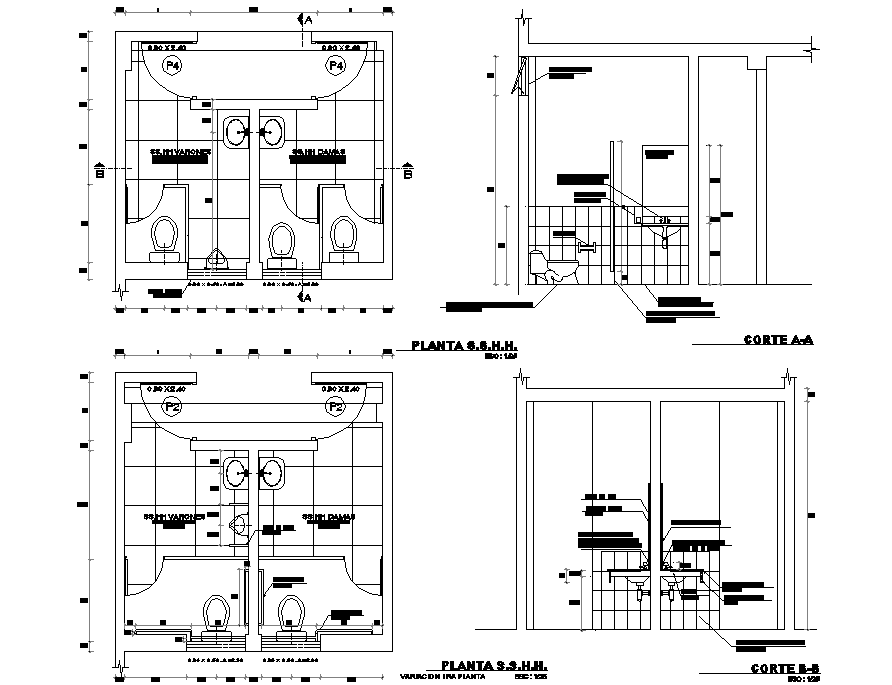 Toilet plan and section detail dwg file
