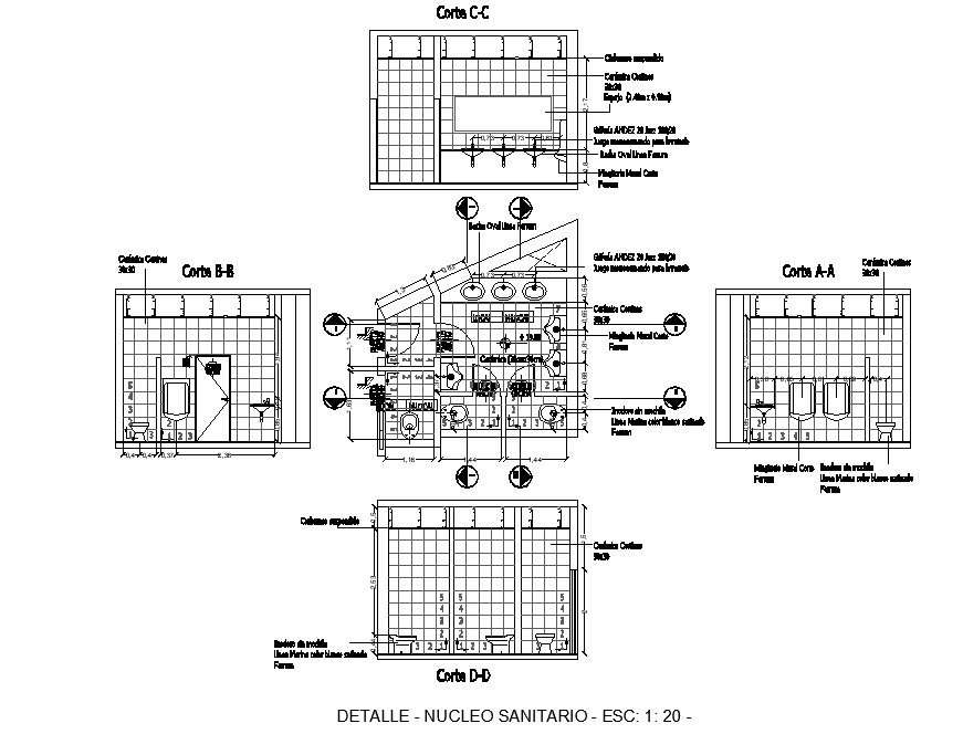 Toilet plan and section detail dwg file
