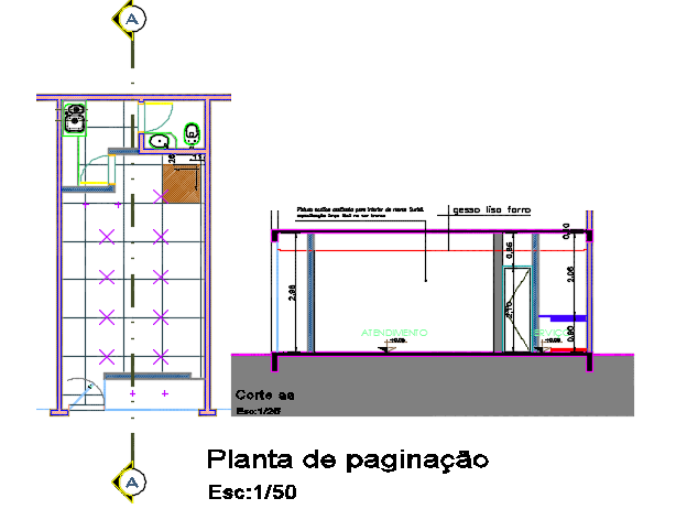 Toilet plan and section detail dwg file