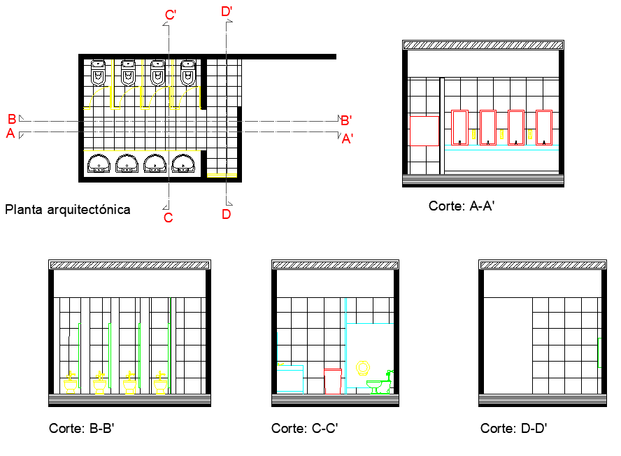 Toilet plan and section dwg file