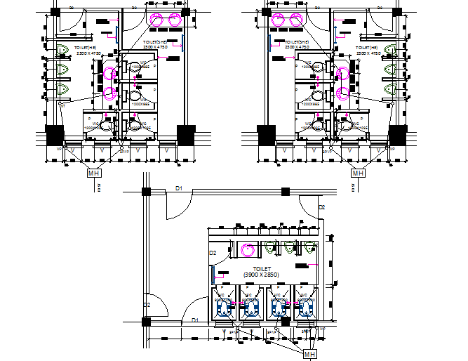 Toilet plan detail dwg file