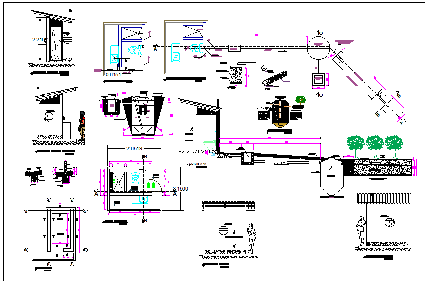 Toilet view in detail dwg file