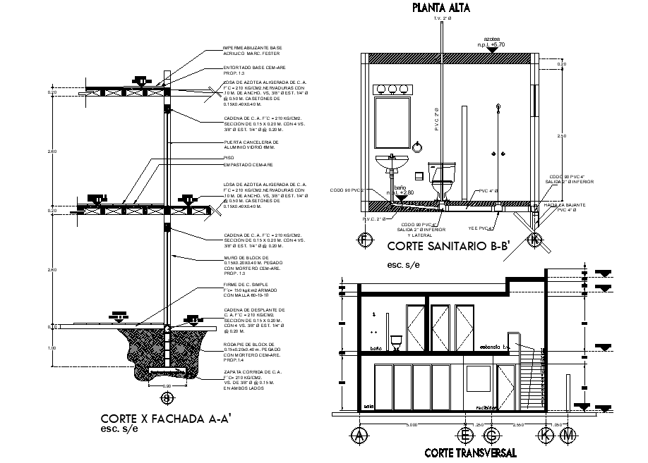 Toilet And Building Wall Section CAD Drawing DWG File