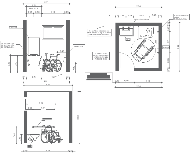 Toilet Details for Individuals with Disabilities in AutoCAD DWG File