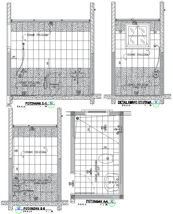 Toilet Elevation Layout Design with All View Details AutoCAD DWG