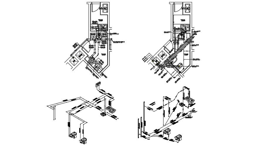 Toilet HVAC line drawing is given in this 2D CAD file