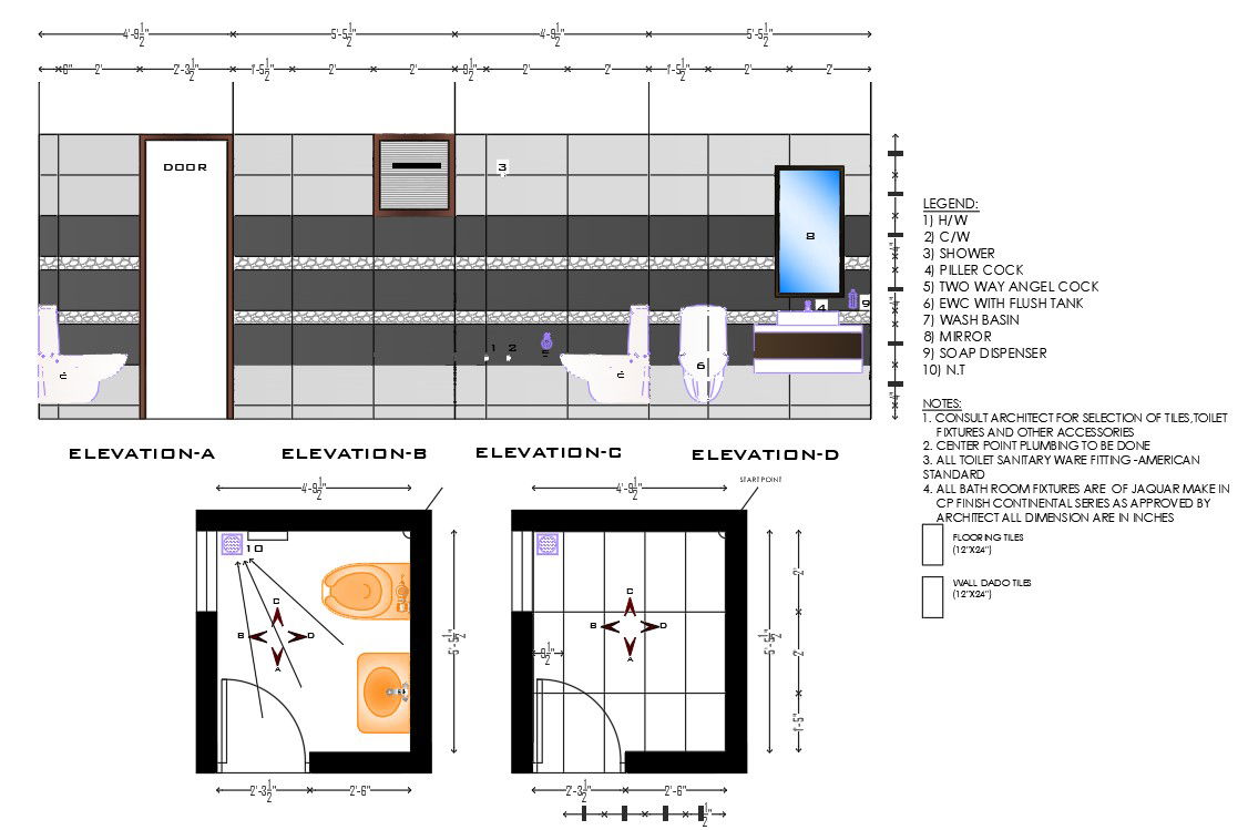 Toilet Plan And Elevation Drawing Free Download DWG File
