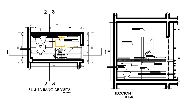 Toilet Plan And Section CAD Drawing Download DWG File