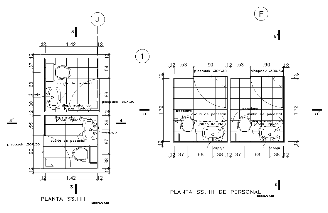 Toilet Plan CAD Drawing Download DWG File