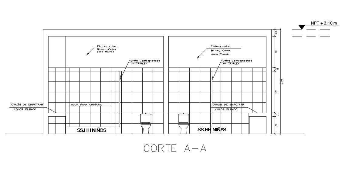 Toilet Section AutoCAD Drawing Download Free DWG File