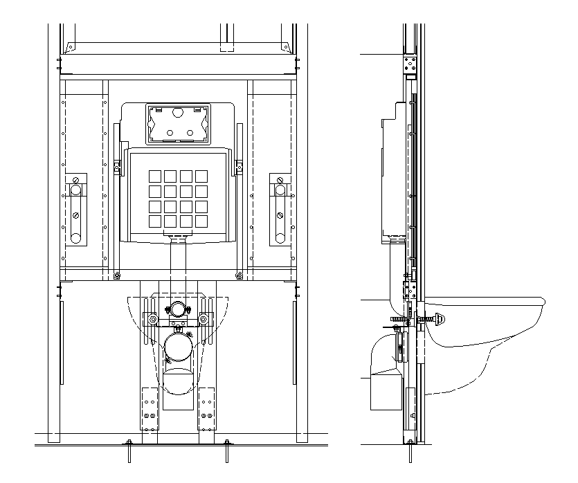 Toilet Tub Sectional Elevation Design Download DWG File