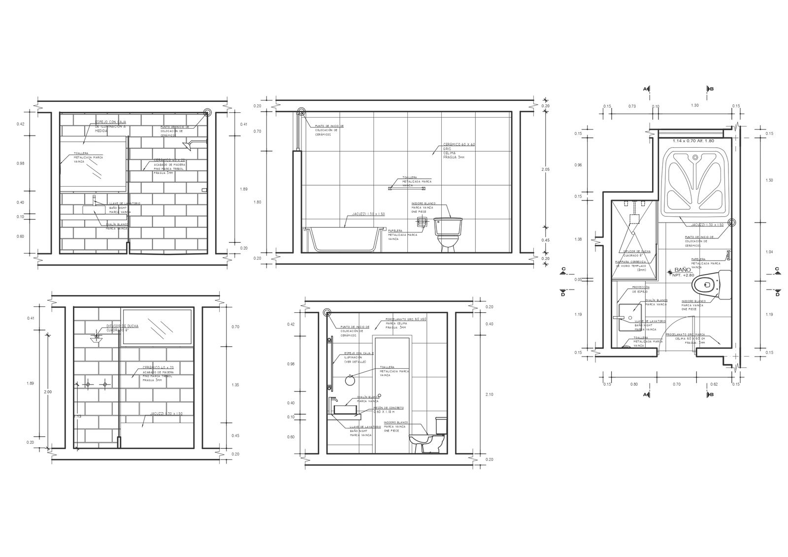 Toilet and bathroom elevation design with plumbing and electrical details dwg autocad drawing .