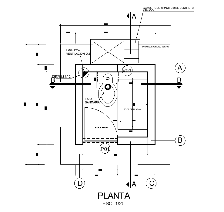Toilet detail drawing provided in this AutoCAD drawing file. Download the AutoCAD drawing file.