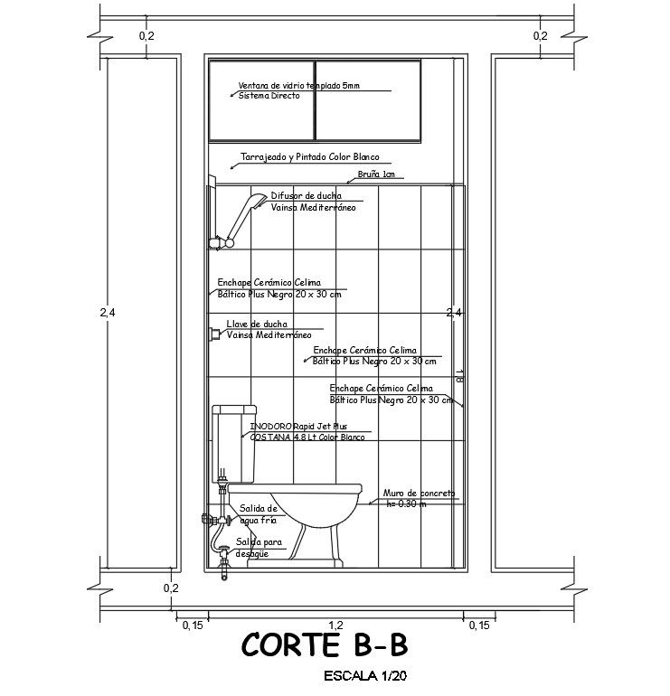 Toilet elevation detail specified in this AutoCAD drawing file. download this 2d AutoCAD drawing file.