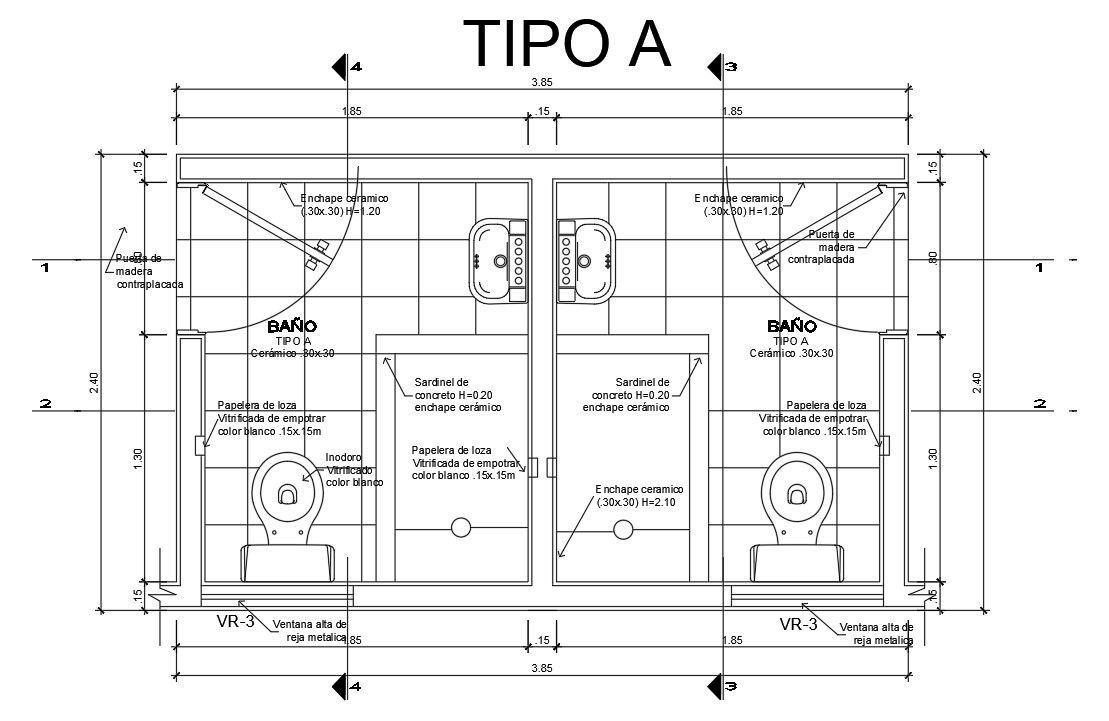 Toilet floor detail defined in this AutoCAD drawing file. Download this 2d AutoCAD drawing file.