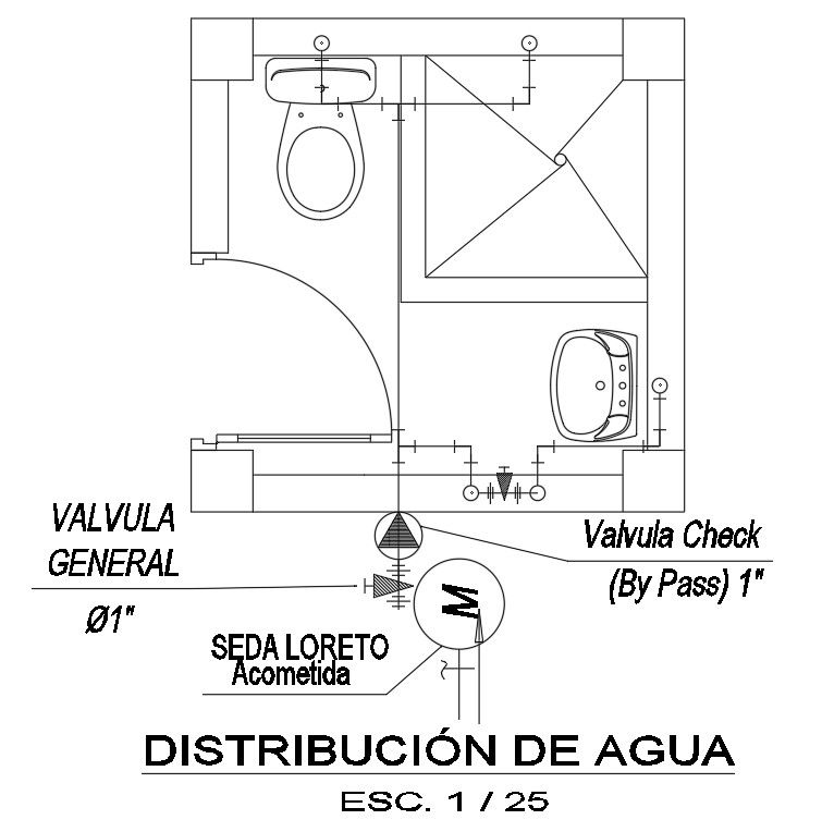 Toilet floor plan detail derived in this AutoCAD drawing file. Download this 2d AutoCAD drawing file.