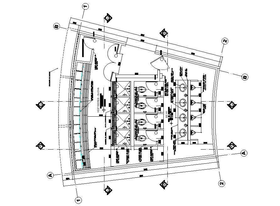 Toilet floor plan detail drawing presented in this AutoCAD drawing file. Download the AutoCAD file.