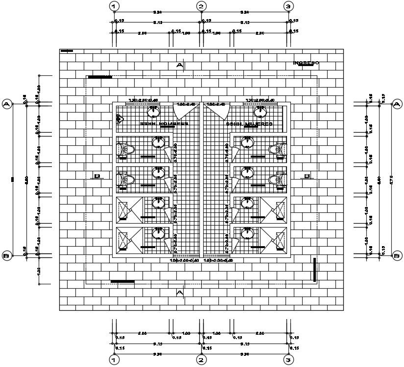 Toilet floor plan detail drawing separated in this AutoCAD drawing file. Download the AutoCAD file.