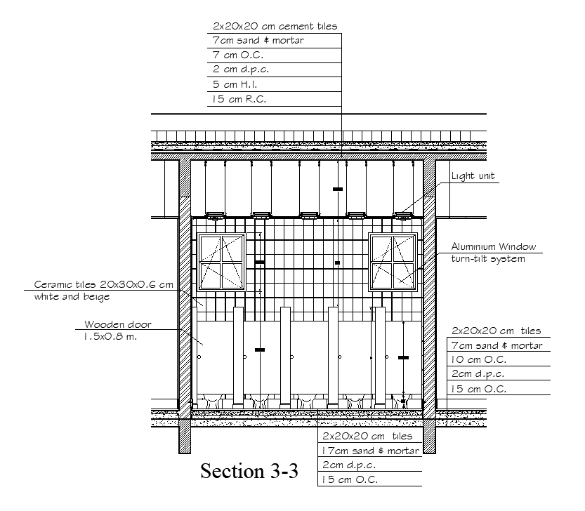 Toilet front section detail presented in this AutoCAD drawing file. Download this 2d AutoCAD drawing file.