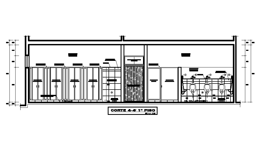 Toilet front section detail stated in this AutoCAD drawing file. Download the AutoCAD drawing file.