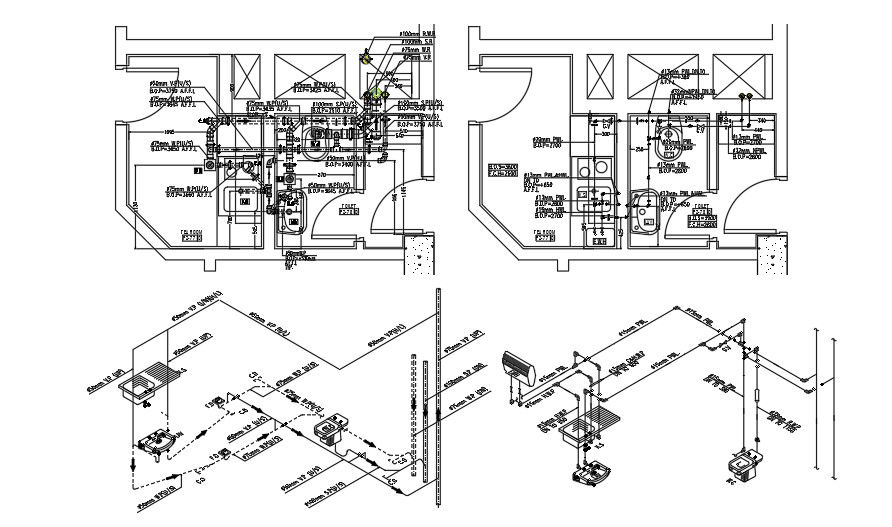 Toilet plan with sanitary ware details.