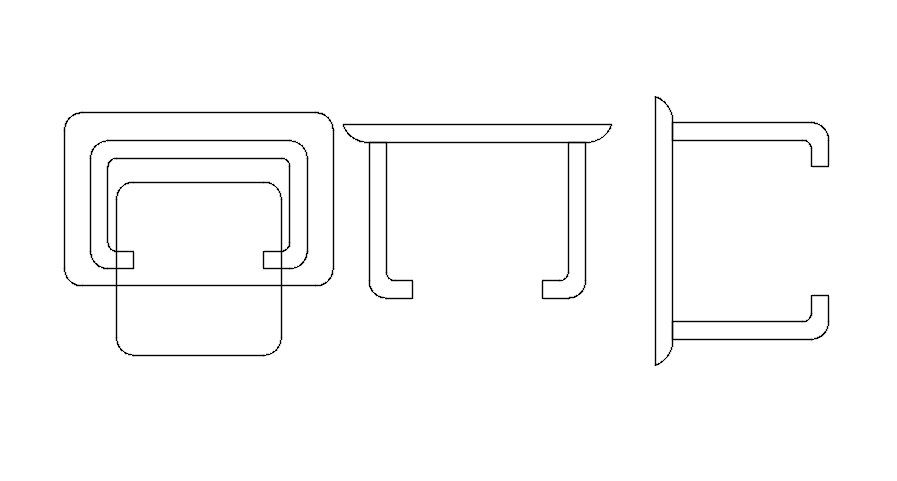 Toilet roll holder cad blocks plan in AutoCAD, dwg file.