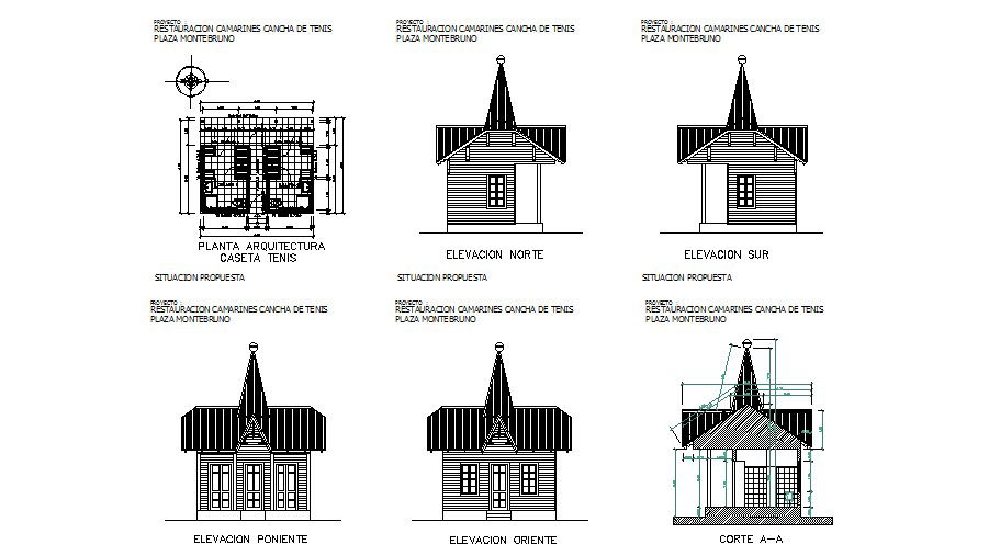 Toilets of tennis court-all sided elevation and installation details dwg file