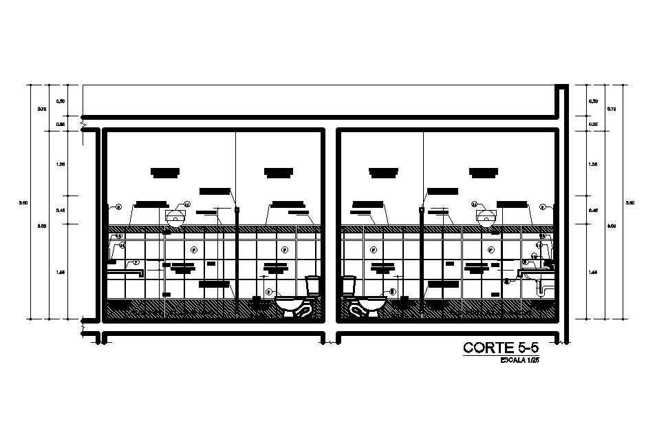 Toilet section detail drawing specified in this AutoCAD file. Download this 2d AutoCAD drawing file.
